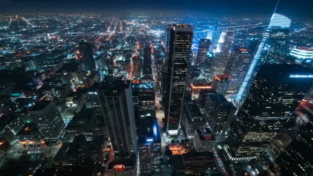 Los Angeles Downtown City Grids Rascacielos Aerial Time Lapse California — Vídeo de stock