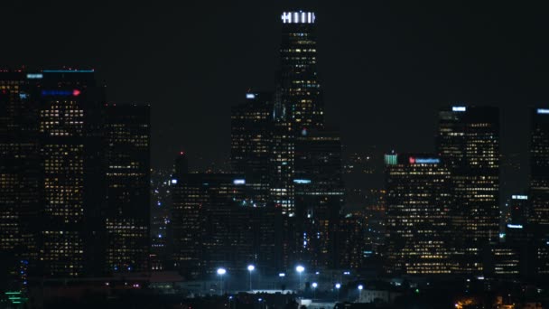 Los Angeles Skyline Desde Observatorio Griffith California Usa Super Telephoto — Vídeos de Stock