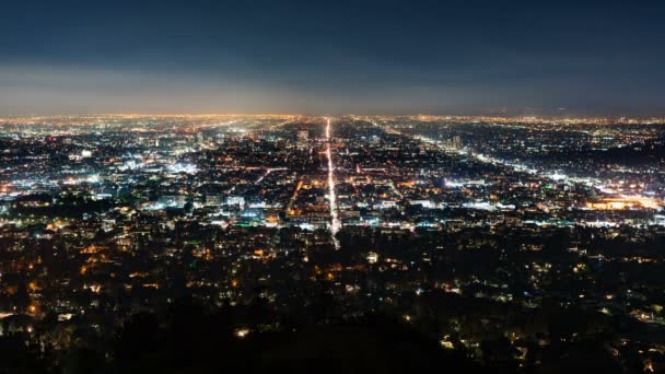 Los Angeles Skyline Griffith Observatory Kalifornii Usa City Grids — Stock video