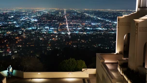 Los Angeles Skyline Griffith Observatory California Usa — стоковое видео