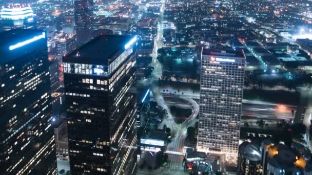 Los Angeles Downtown Financial District Freeway Time Lapse California Inclinarse — Vídeo de stock