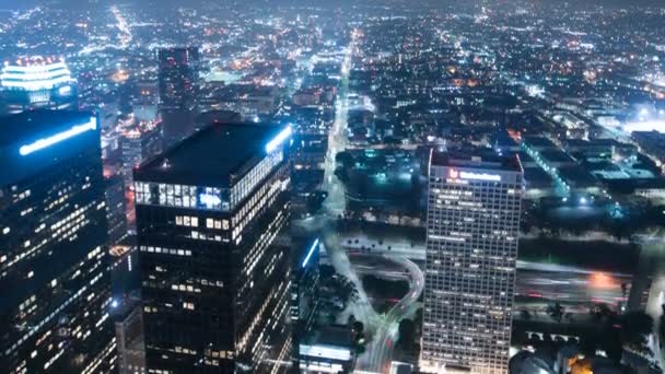 Los Angeles Downtown Financial District Autopista Tráfico Time Lapse California — Vídeo de stock