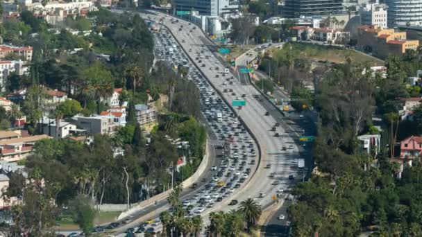 Los Angeles Hollywood Freeway Brea Time Lapse California Tráfico Ocupado — Vídeo de stock