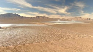 Dünyanın En Büyük Güneş Termal Santrali Günbatımı Hava Çekimi Geriye