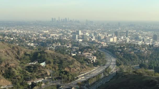 Aerial Establish Shot Los Angeles Desde Hollywood — Vídeos de Stock