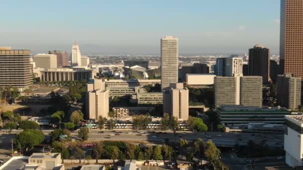 Los Angeles Downtown Bunker Hill Aerial Telephoto Girato Sinistra — Video Stock