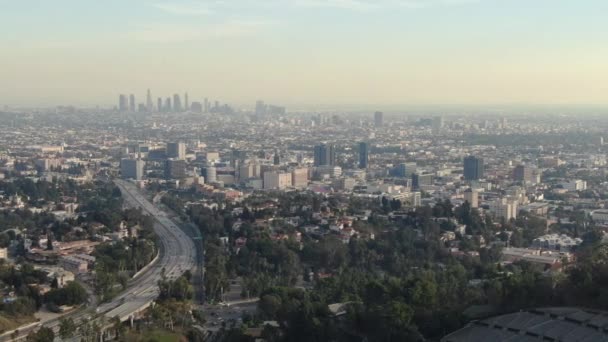 Aerial Establish Shot Los Angeles Hollywood Backward — стокове відео