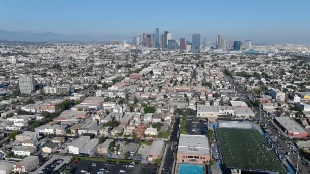 Aerial Establish Shot Los Angeles Downtown Korea Town California Usa — Stock Video