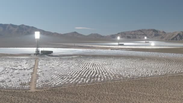 Grande Centrale Solaire Monde Californie Zoom Aérien Sur Téléobjectif Orbite — Video