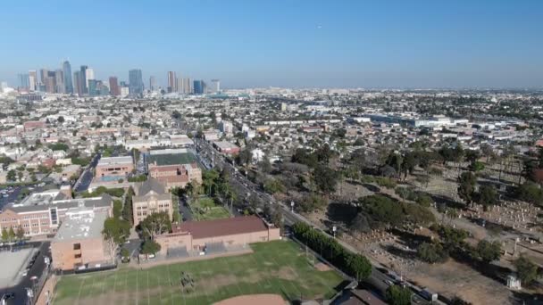 Aerial Establezca Shot Los Angeles Downtown Desde Korea Town California — Vídeos de Stock