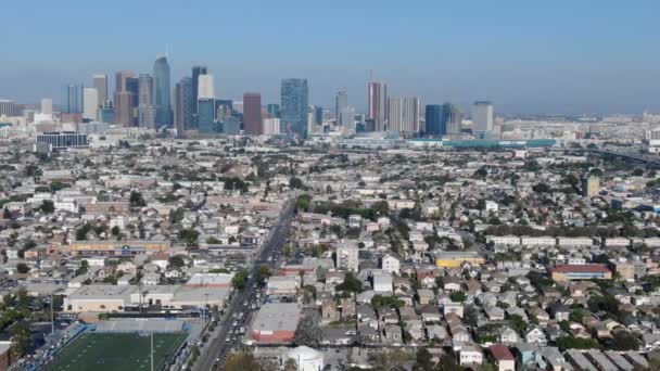 Tiro Aéreo Los Angeles Downtown Skyline Coréia Cidade Califórnia Eua — Vídeo de Stock