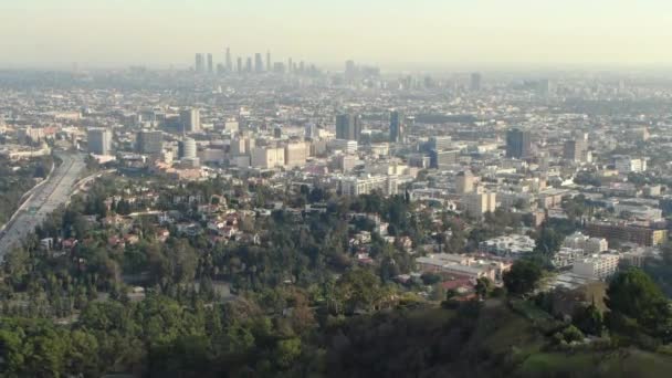 Aerial Etablera Skott Los Angeles Från Hollywood Left — Stockvideo