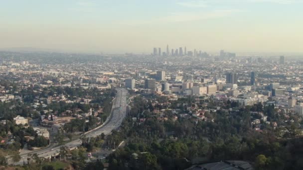 Аэросъемка Лос Анджелеса Орбиты Голливуда — стоковое видео