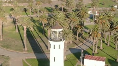 Deniz feneri noktası Vincent 'in Palos Verdes California Yörüngesinde Havadan Çekimi