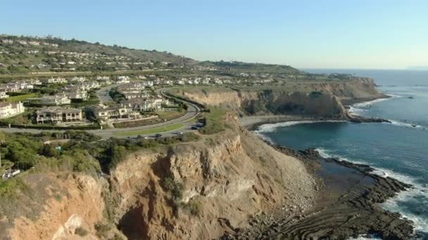 Luchtfoto Van California Coastline Palos Verdes Tide Pool Rechts — Stockvideo