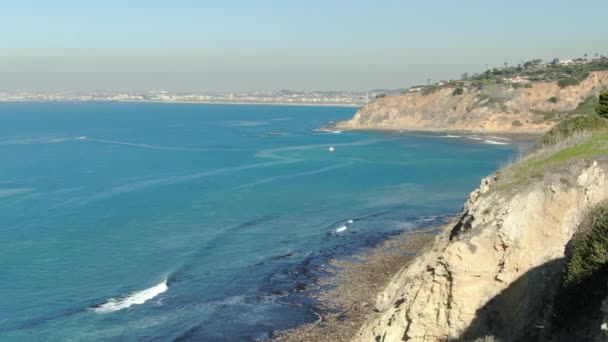 Los Angeles Palos Verdes Coastline Aerial Establish Schot Links — Stockvideo