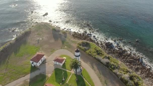 Aerial Shot Lighthouse Point Vincent Palos Verdes California Bird Eye — Stock videók