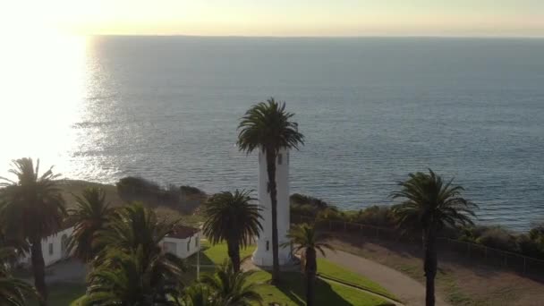Aerial Shot Lighthouse Point Vincent Palos Verdes California Orbit Right — Stock videók