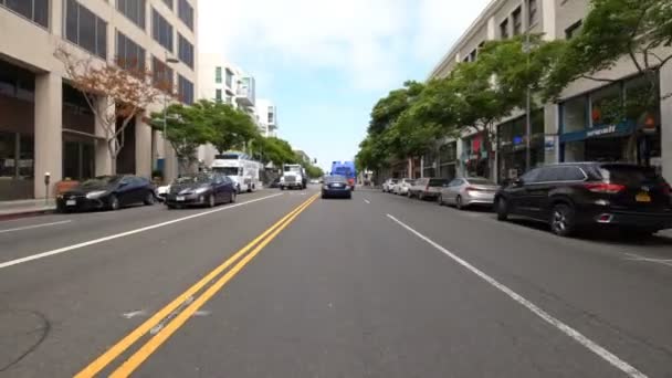 Santa Monica Blvd Eastbound 5Th Driving Plate Califórnia Eua — Vídeo de Stock