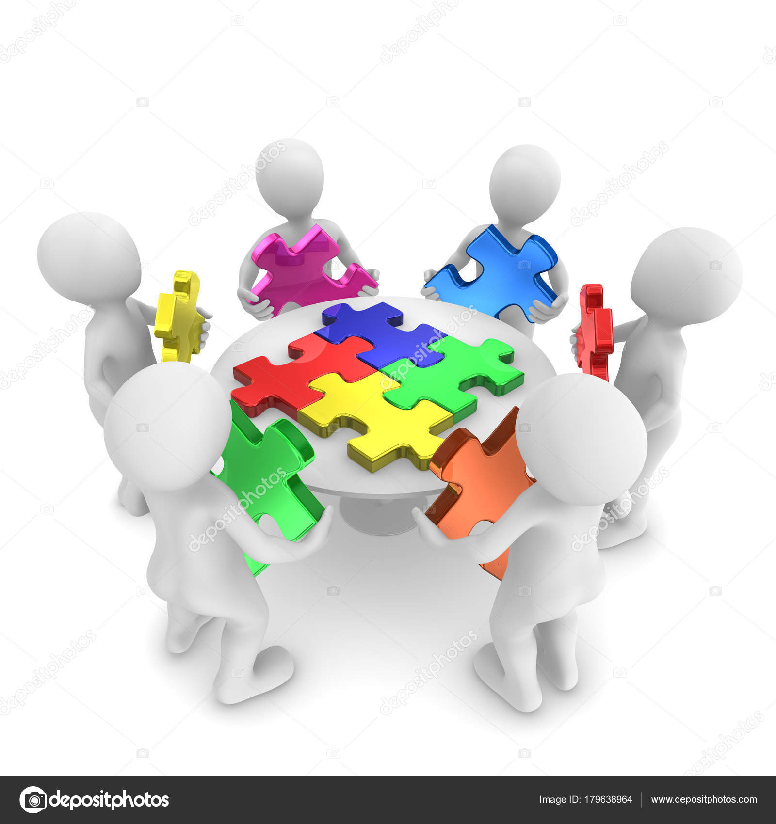 Team Building Great Jigsaw Puzzle Team Stock Illustration