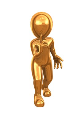 3D altın adam. Sessizlik altındır... 3D çizim.