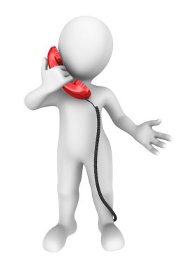 telefon ile 3D soyut insan. 3D çizim.
