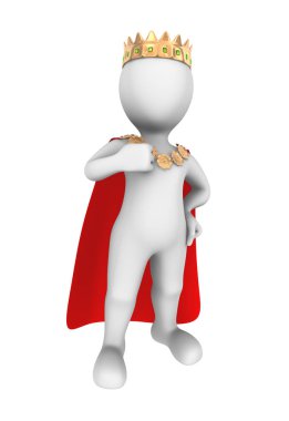 3D Kral altın kaplama ile. 3D çizim