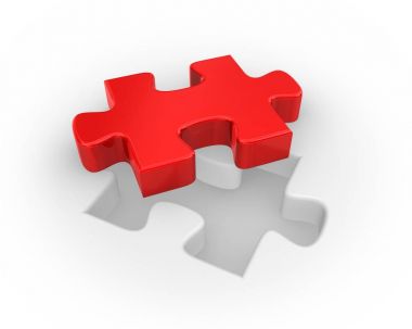 Kırmızı jigsaw bulmaca parçası. 3D render illüstrasyon. 