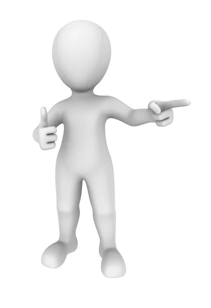 3D adam jest ve işaret parmağı yukarı gösterir