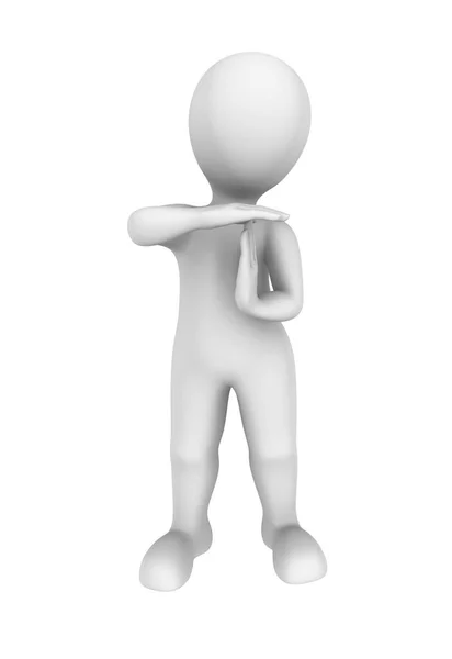 3D adam saat hareketi gösterir. 3D çizim.