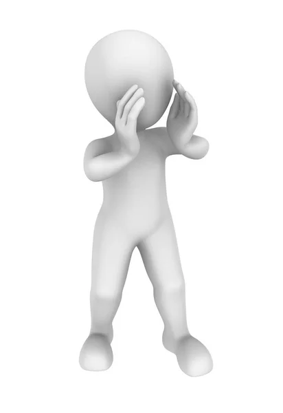 3D kişi ellerini kullanarak arar. 3D çizim.