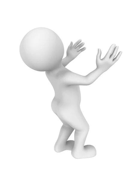 3D adam büyük ve şaşırtıcı bir şey görür. 3D çizim.