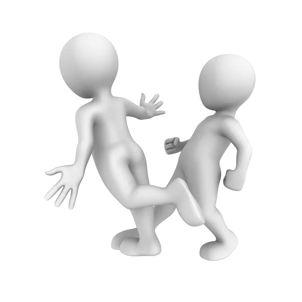 3D küçük insanlar. Gezi ve aşağı düşer. 3D çizim