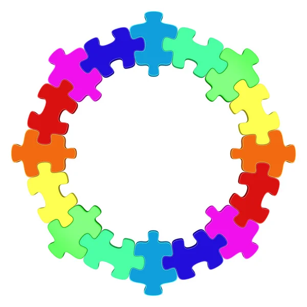 Colored Circle Jigsaw Puzzle Rendered Illustration — Stock Photo, Image