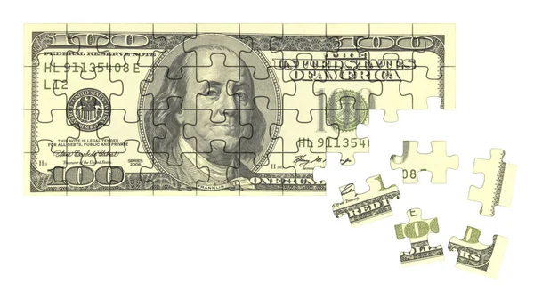 Dollar Banknone Como Quebra Cabeças Ilustração Renderizada — Fotografia de Stock