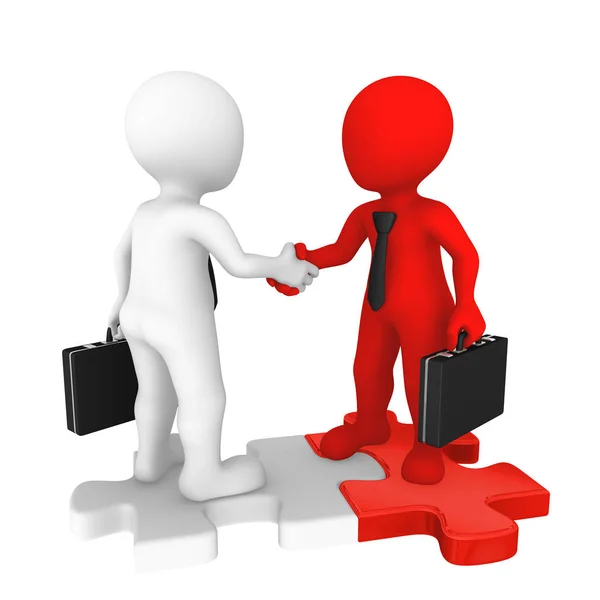 Bulmaca üzerinde iş karşılıklı. 3D render illüstrasyon.