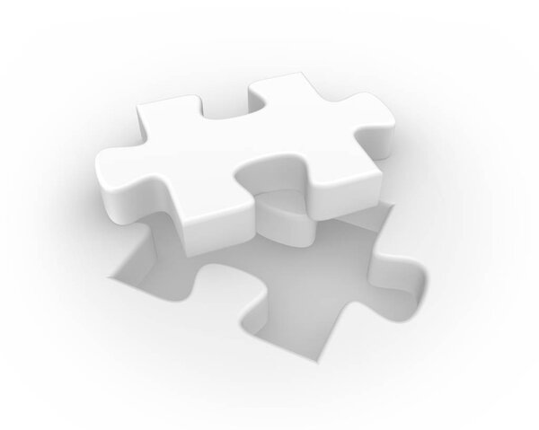 White puzzle, isolated background. 3d rendered illustration.