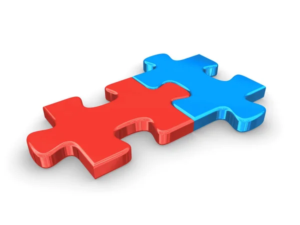 Blau Und Rot Puzzle Gerenderte Illustration — Stockfoto