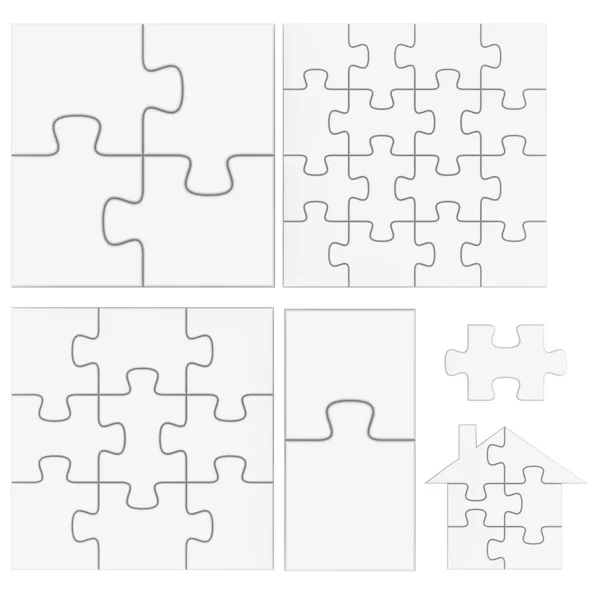 Leeres Weißes Puzzle Gerenderte Illustration — Stockfoto