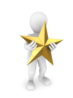 altın yıldız ile 3D adam.