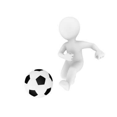 Beyaz arka plan üzerinde izole gol 3D adamla. 3D çizim.