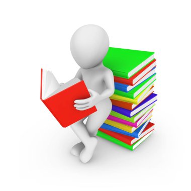 beyaz adamla 3D renkli kitap okuma