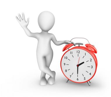 büyük kırmızı alarm saati ile 3D adam
