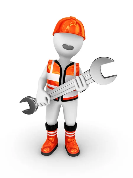 Builder Wrench Hands — Stock Photo, Image