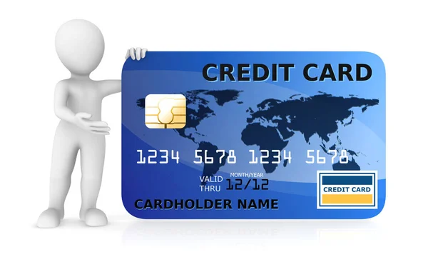 青いクレジット カードで の白人男性 イラストレーション — ストック写真