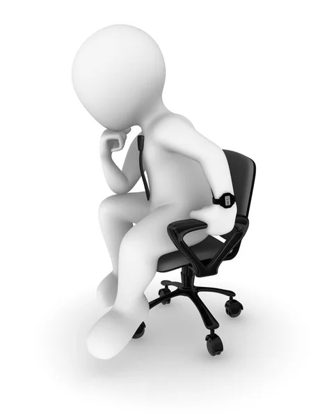 Empresário Sentado Uma Cadeira Pensando Ilustração — Fotografia de Stock