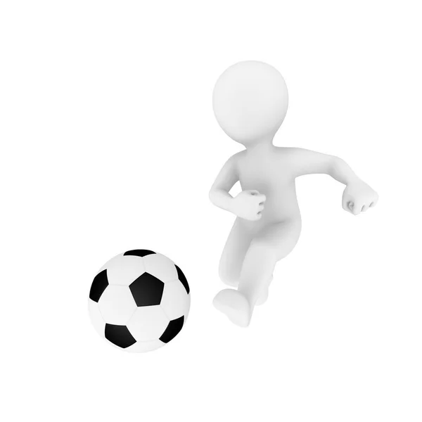 Beyaz arka plan üzerinde izole gol 3D adamla. 3D çizim.