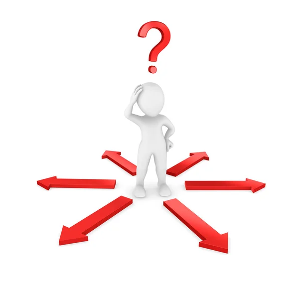 Man Red Question Mark Choosing Way Illustration — Stock Photo, Image