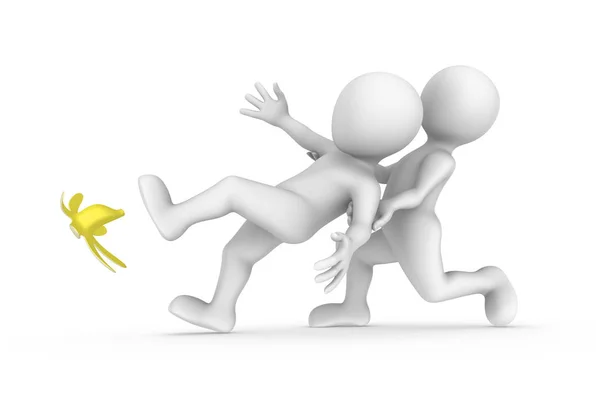 3D kaymasını adam ve arkadaşı. Kavram.