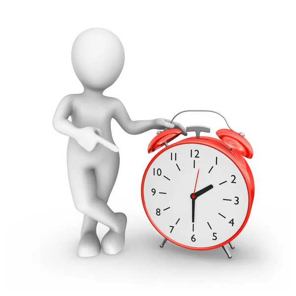 3D adam işaret parmağı büyük kırmızı alarm saat